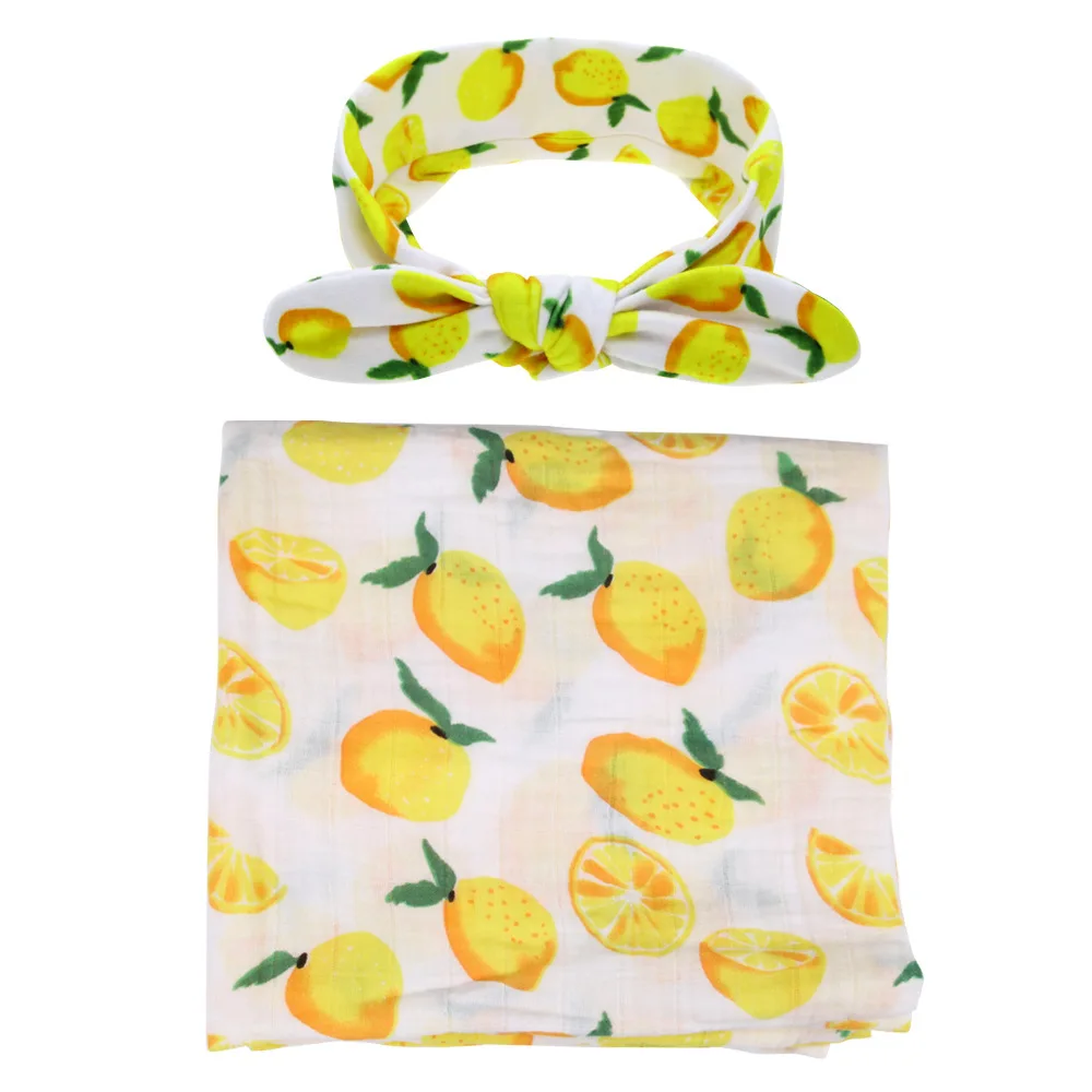 Mango Hylidge многофункциональная пеленка для новорожденных, Мягкое хлопковое одеяло 120 см, пеленка для сна, муслиновая Пеленка, повязка на голову, 2 предмета - Цвет: Mango