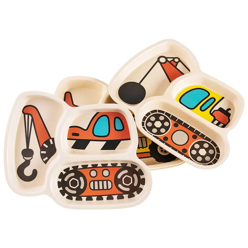 Baby Bamboo Fiber plate Children Tableware Cartoon Car Split Plate set kids cute learning bowl set dining plates sets Baby Bamboo Fiber plate Children Tableware Cartoon Car Split Plate set kids cute learning bowl set dining plates sets