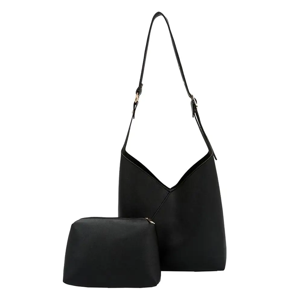 

2Pcs/Set Vintage Women's V Shaped Faux Leather Clutch Pouch Shoulder Crossbody Bag