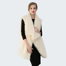 Осенне-зимний жилет из овечьей шерсти с отложным воротником, Женская куртка без рукавов из искусственного меха, тонкая верхняя одежда, пальто, кардиган, приталенный крой