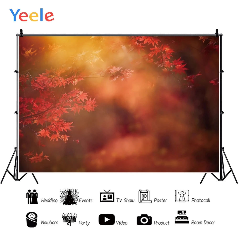 

Yeele Maple leaves Red Bokeh Forest Professional Photography Backdrops Portrait Photographic Backgrounds For The Photos Studio