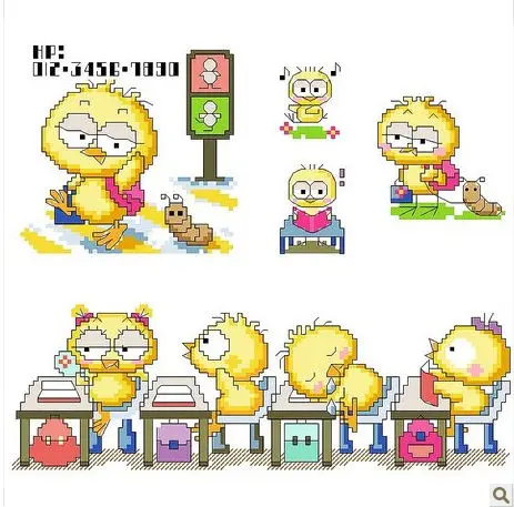 

Embroidery Package High Quality Small Chicken Go to School Animal Cross Stitch Kits Free Shipping Top Grade