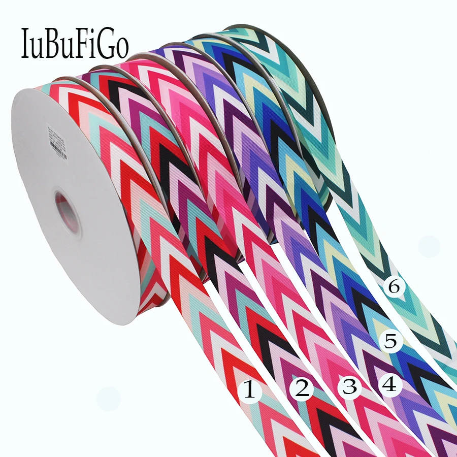 

[IuBuFiGo] 10 yard 3/8" Stripe Wave Printed Grosgrain Ribbon 9mm Polyester Ribbon For Home Decoration NEW-16