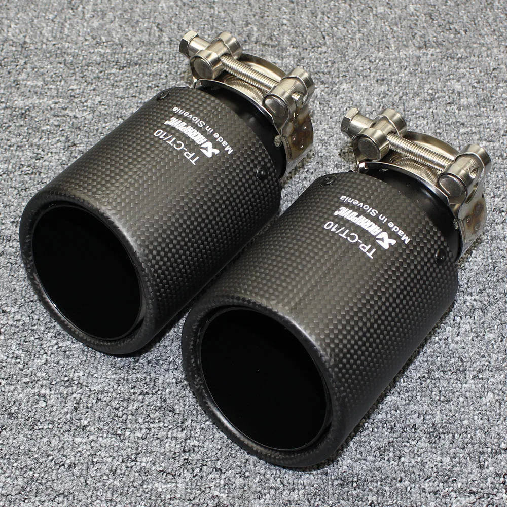 1PCS car accessories AKRAPOVIC exhaust pipe decorative stainless steel carbon fiber muffler matte black exhaust pipe tail throat