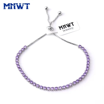 

MNWT Adjustable Tennis Bracelets For Women Cubic Zirconia Blue Green Purple Black Colors Bracelet femme Wedding Jewelry