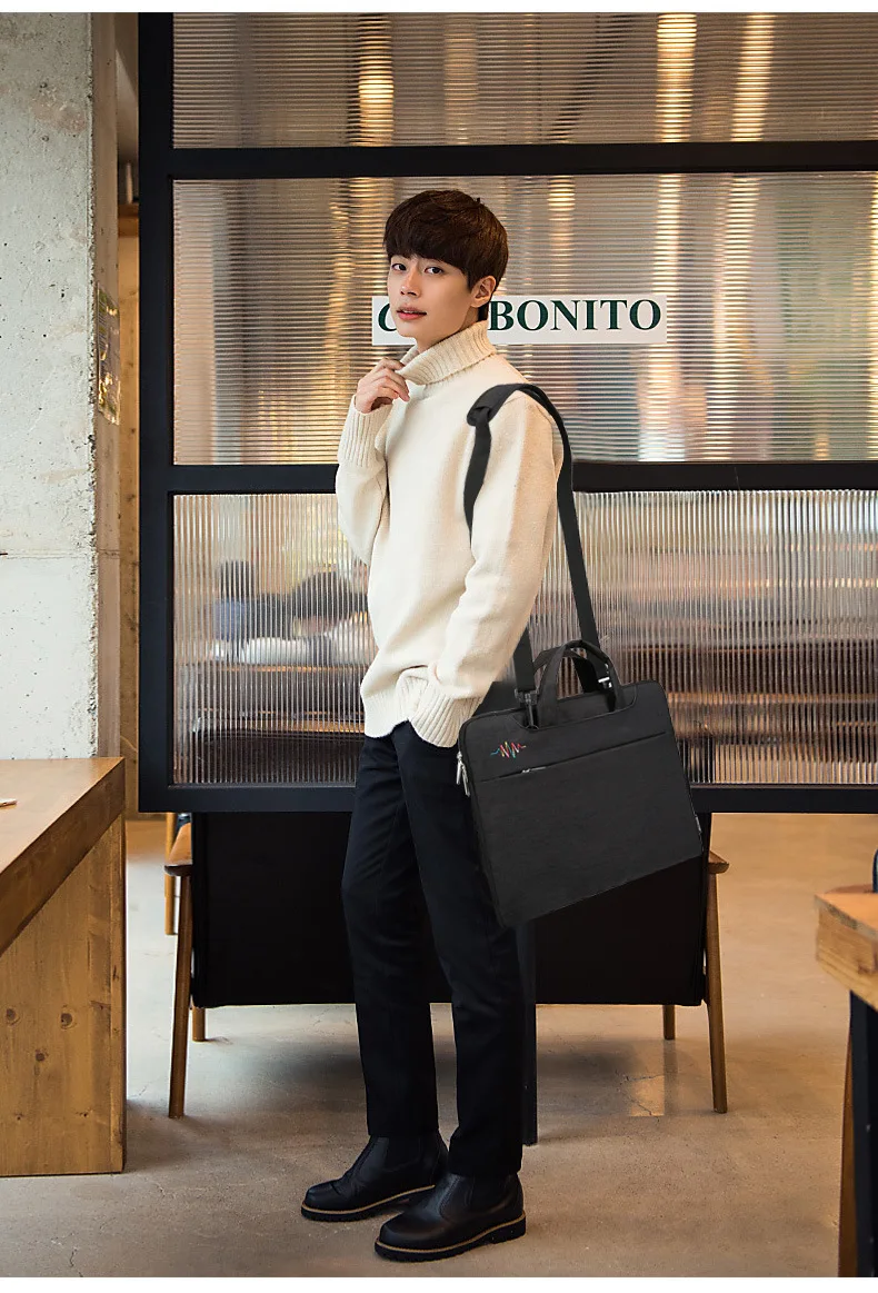 Laptop Bag Multi-Function Portable Briefcase Solid Color Fashion Shoulder Bag For Business Leisure Travel 12-15.6 inch