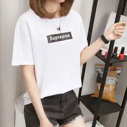 Для женщин Летняя мода повседневное стиль футболка Femme в полоску цвет Camisetas Feminina K328