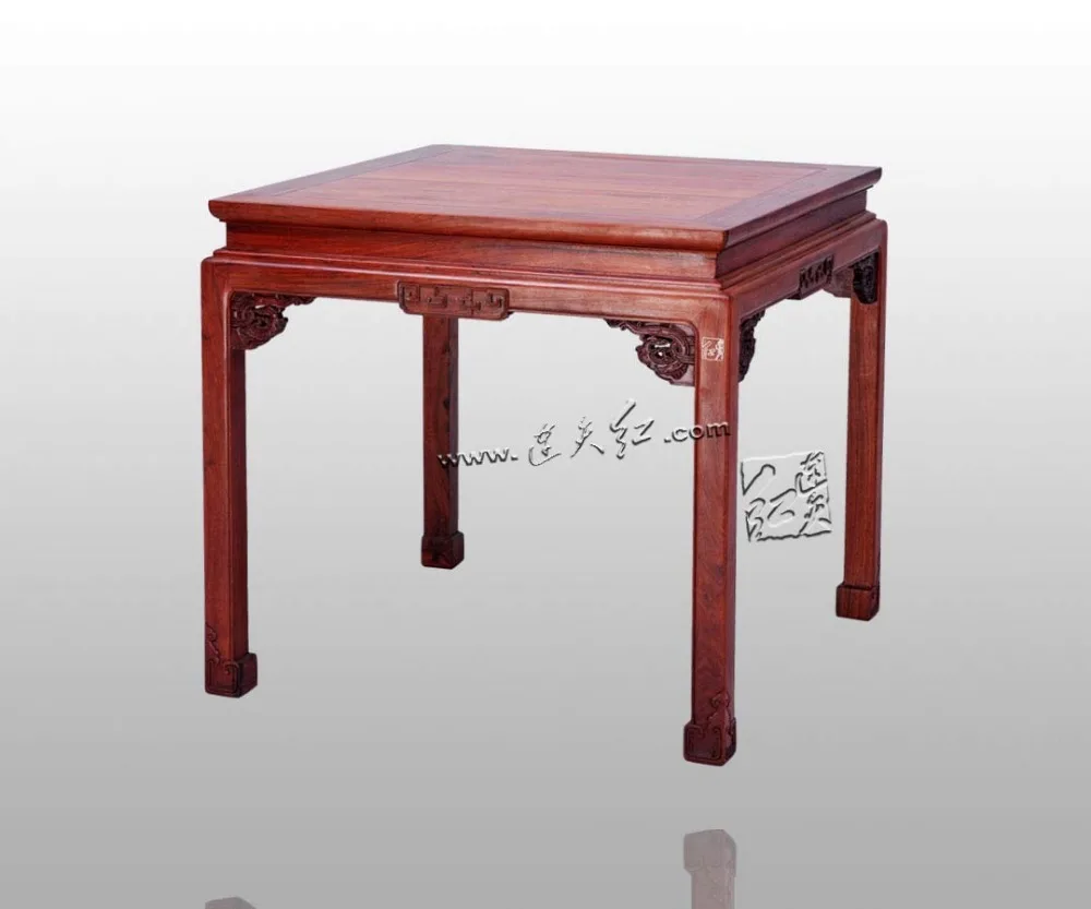 Chinese Antique Redwood Mahogany Tables Classical Solid wood Square Desk Living Dining Room Rosewood Furniture Annatto 4 8 Seats