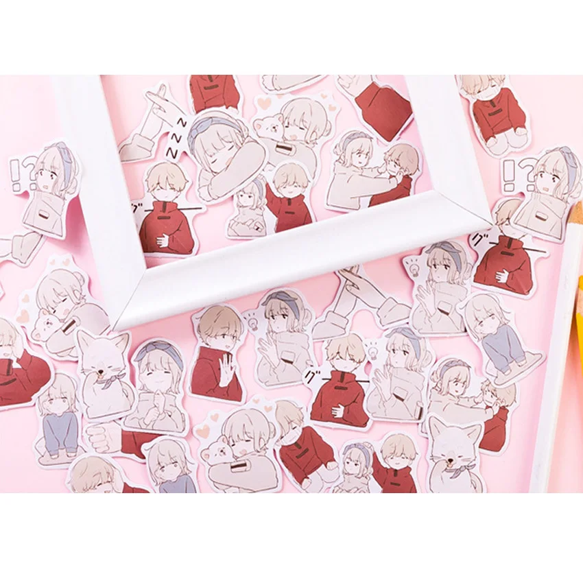 20 упак./лот Kawaii Девушка и наклейки для мальчика пакет Скрапбукинг карточка ручная работа молочные буквы шток альбома украшения этикеток