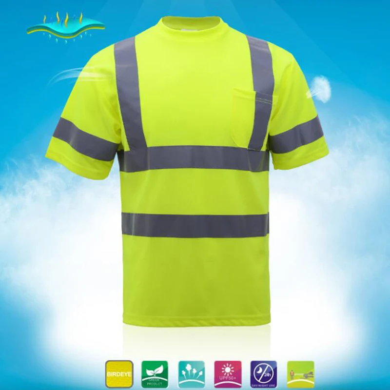 High visibility work T shirt breathable reflective mining safety shirt