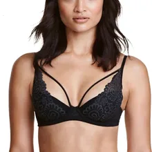 2017 New Fashion Women Black Sexy Push Up Lace Spaghetti Adjustable Strap Bralette Wire Support Underwear Trim Soft Bra