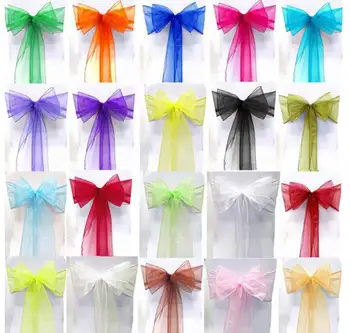 

300pcs Organza Chair Sashes Chair Bows Wedding Party Event Xmas Banquet Decor Sheer Organza Fabric 18cm x 275cm
