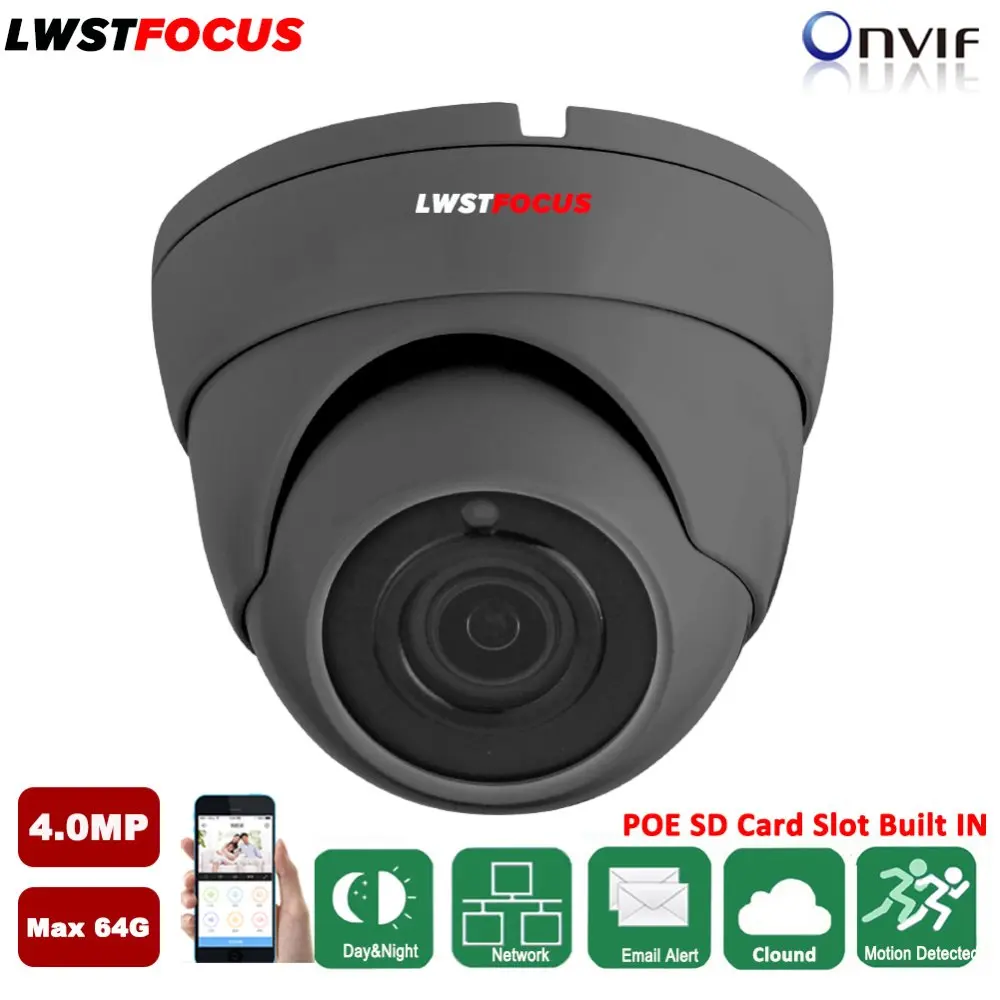 

LWSTFOCUS 4MP POE 2.8/3.6MM Fixed Dome Outdoor CCTV Security IP Camera Audio Mirco SD Slot IP67 IK10 Vandalproof