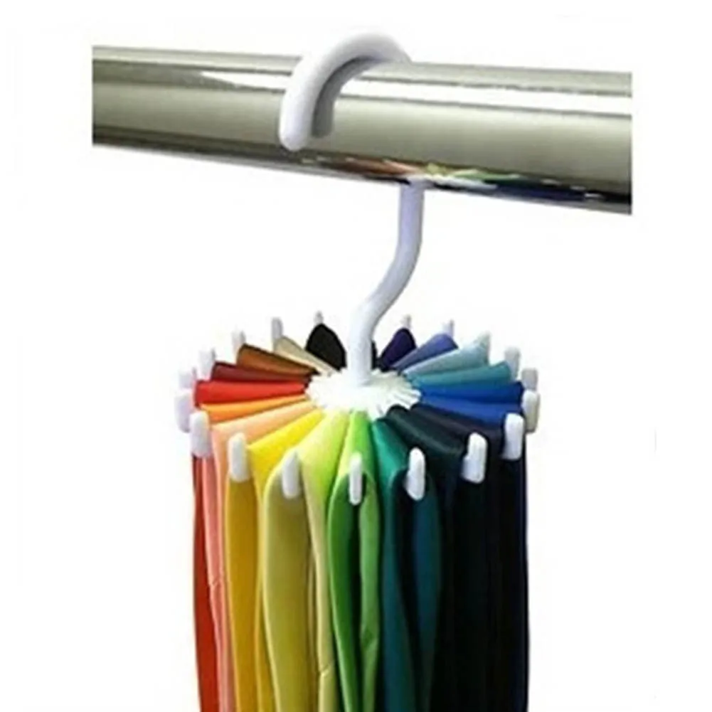 Mini Plastic Tie Rack Rotating Hook Tie Holder 1 Piece Holds Ties/Belts/Scarves Hanger