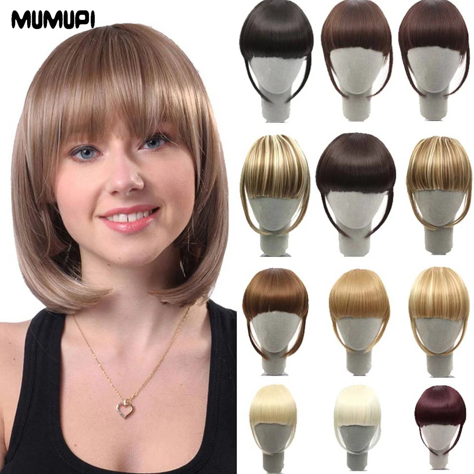 Mumupi Short Front Neat Bangs Clip In Bang Fringe Hair Extensions