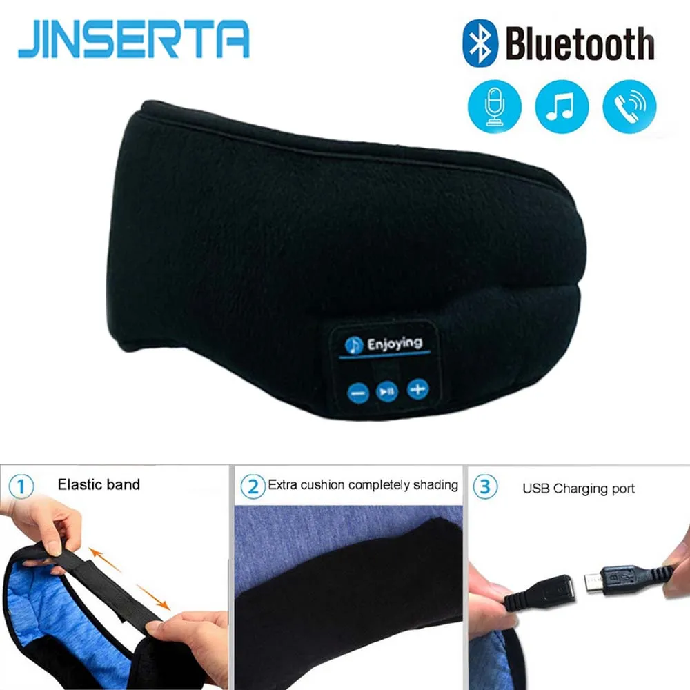 JINSERTA, беспроводные стерео наушники с Bluetooth, маска для сна, 5,0, Bluetooth, мягкие наушники для сна, поддержка громкой связи, маска для сна