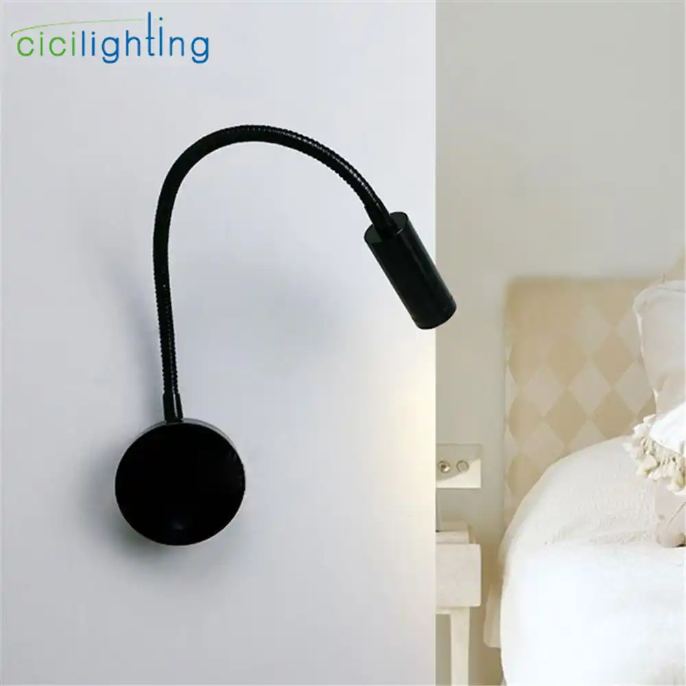 Black 1w 3w Wall Mounted Flexible Gooseneck Led Reading Light For Bedroom Office Workbench Studio Lighting Fixture Black 1w 3w Wall Mounted Flexible Gooseneck Led Reading Light For Bedroom Office Workbench Studio Lighting Fixture