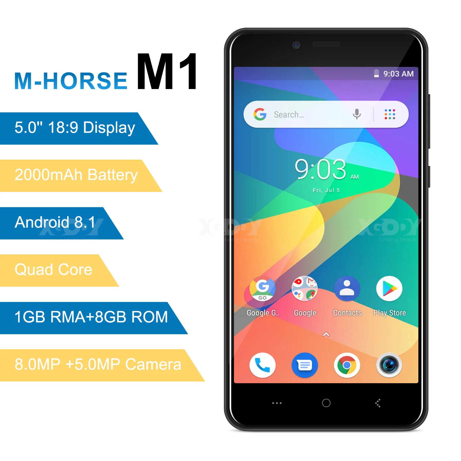 M-HORSE M1 3G Dual Sim Smartphone Android 8,1 5 \