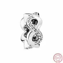 925 стерлингового серебра Бесконечная любовь бусины гладкие ремесло и камень шипованные DIY Fit PANDORA Подвески для изготовления ювелирных изделий FL545