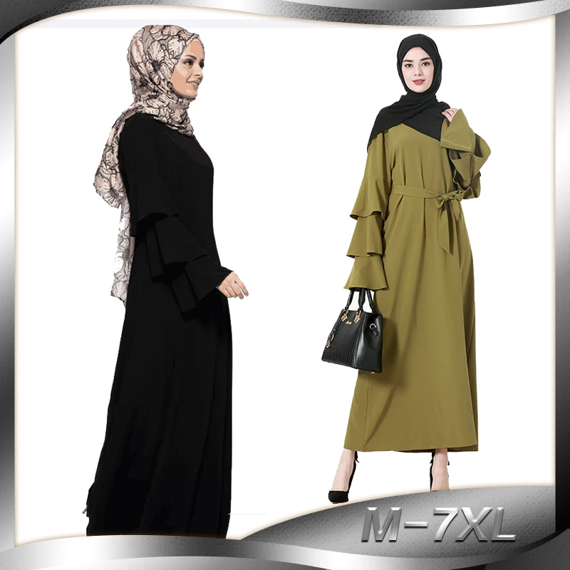 

New real shot Muslim women's robes loose Middle Eastern Turkey long skirt spot large size dress 9073