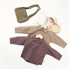 Клетчатая рубашка для маленьких мальчиков, весна-осень, новая хлопковая футболка с длинными рукавами для малышей, Детская Повседневная Блузка для мальчиков, детские футболки