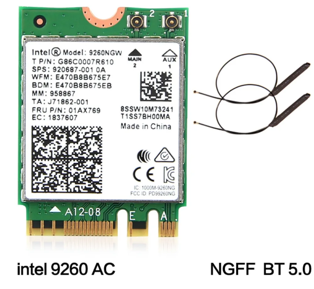 Двухдиапазонный беспроводной WDXUN AC 9260 для Intel 9260NGW NGFF 802.11ac 1730 Мбит/с 1 73 Гбит/с Wi Fi +