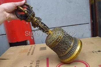 

14.5"Tibet Tibetan Bronze Copper Buddhism Temple Vajra King Talisman Bell