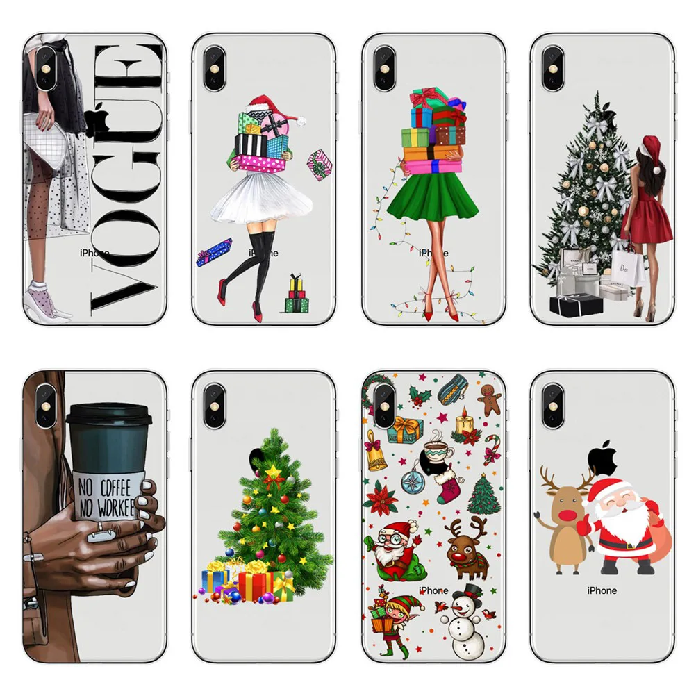 

VOGUE Christmas girl Soft TPU Phone Back Case Cover For iPhone 5 5S SE 6 6S Plus 7 7 Plus 8 8 Plus X XR MAX Silicone shell Cover