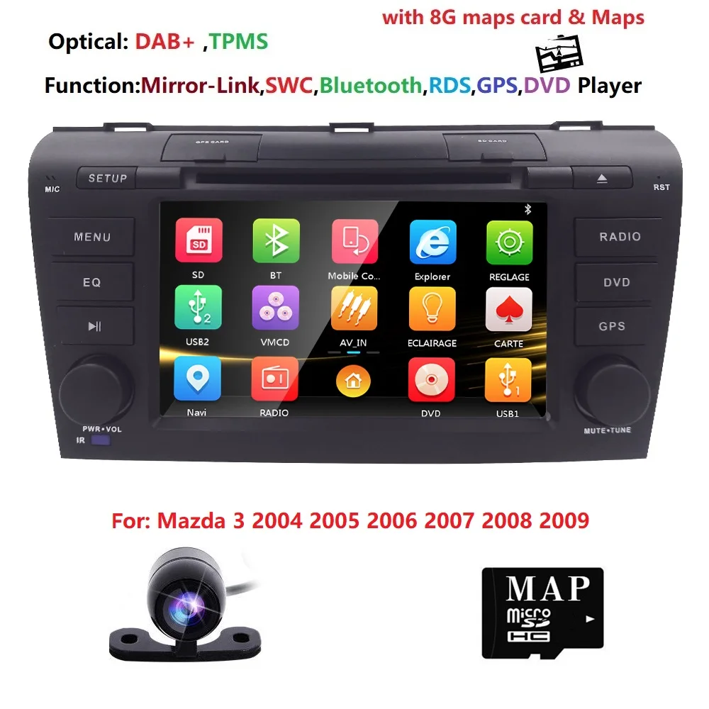 

7" Touch Screen Car DVD Stereo Player FOR MAZDA3 MAZDA 3 2004 2005 2006 2007 2008 2009 Bluetooth Radio GPS Navigation System DAB