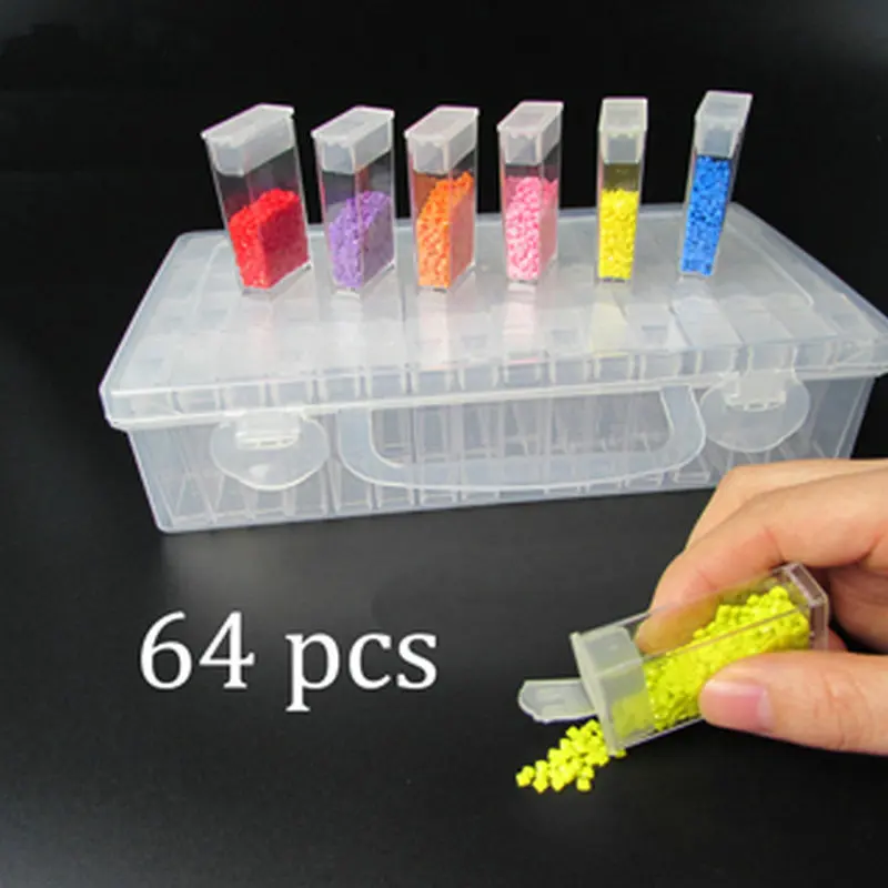 ArtBack 64 Slots tool box diamond Embroidery transparent plastic storage jewelry drill Gift | Дом и сад