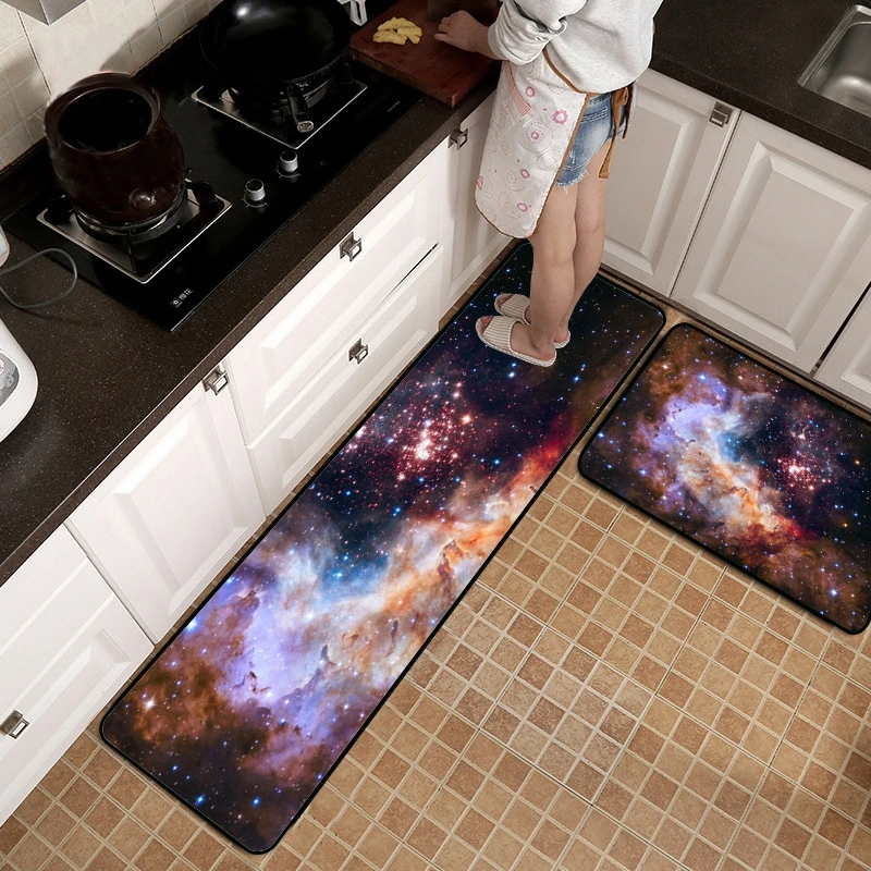 

3D Galaxy Space Kitchen Mats for Hallway Living Room Bedroom Universe Decor Entrance Door Floor Mats Anti-Slip Rugs and Carpets
