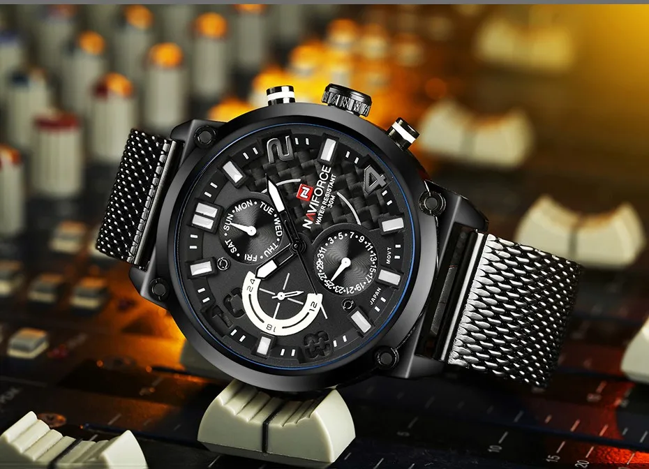2019 NAVIFORCE Luxury Brand Men's Analog Quartz 24 Hour Date Watches Man 3ATM Waterproof Clock Men Sport Full Steel Wrist Watch