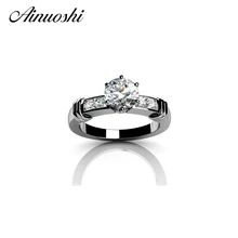 AINOUSHI Design 925 Silver Sona Shinning Jewelry Luxury Women Classic 1 Carat Round Cut Wedding Romantic Rings