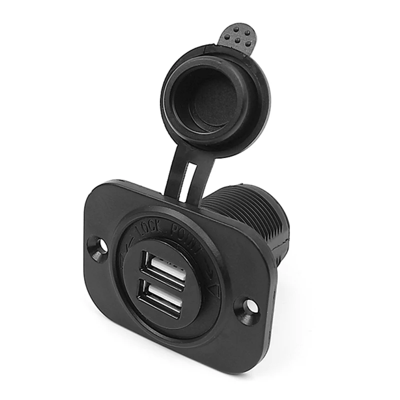 

2 Port Dual USB Auto Car Motocycle Charger with Fixed Flap 12V Environmental ABS Cigarette Lighter Base