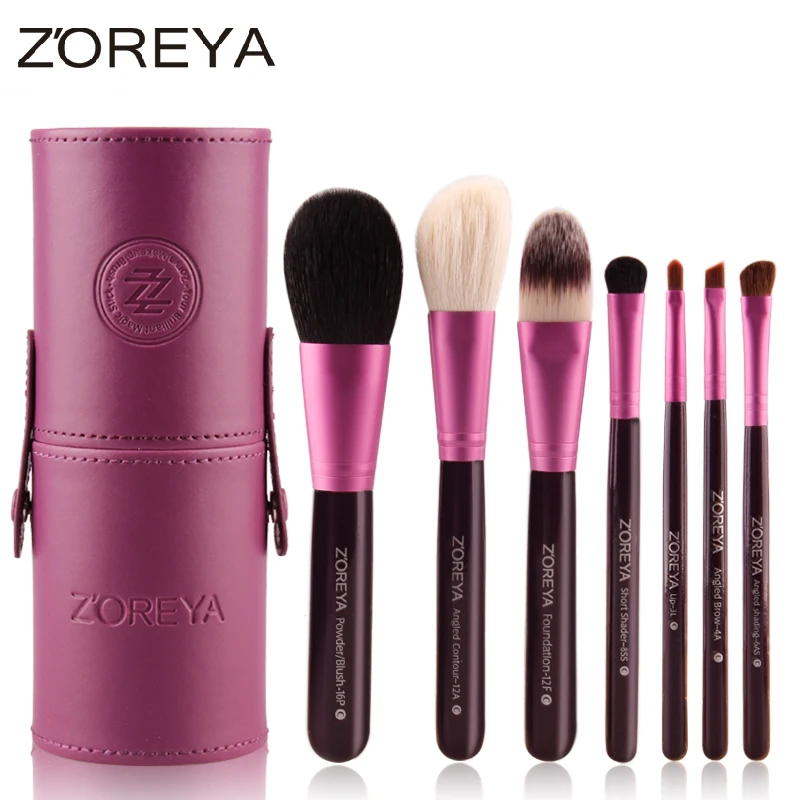 ZOREYA бренд 7 шт. набор кистей для макияжа с бочкой красочная косметика как высокое качество инструмент для макияжа