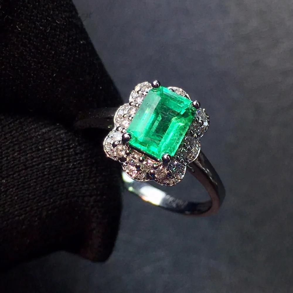 Fine Jewelry CQT Настоящее 18 К золото 100% натуральный Vivid зелёный Изумрудный камень 1.04ct золото бриллианты женский кольцо для женщин кольца
