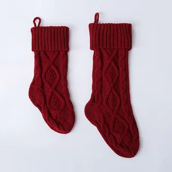 

Knitted Christmas Stockings Knitting Socks Gift Bag Fireplace Xmas Home Party Decor DTT88