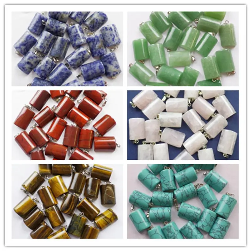 

30Pcs 24x16x8mm Mixed Natural Half Round Column Stone Pendant Bead