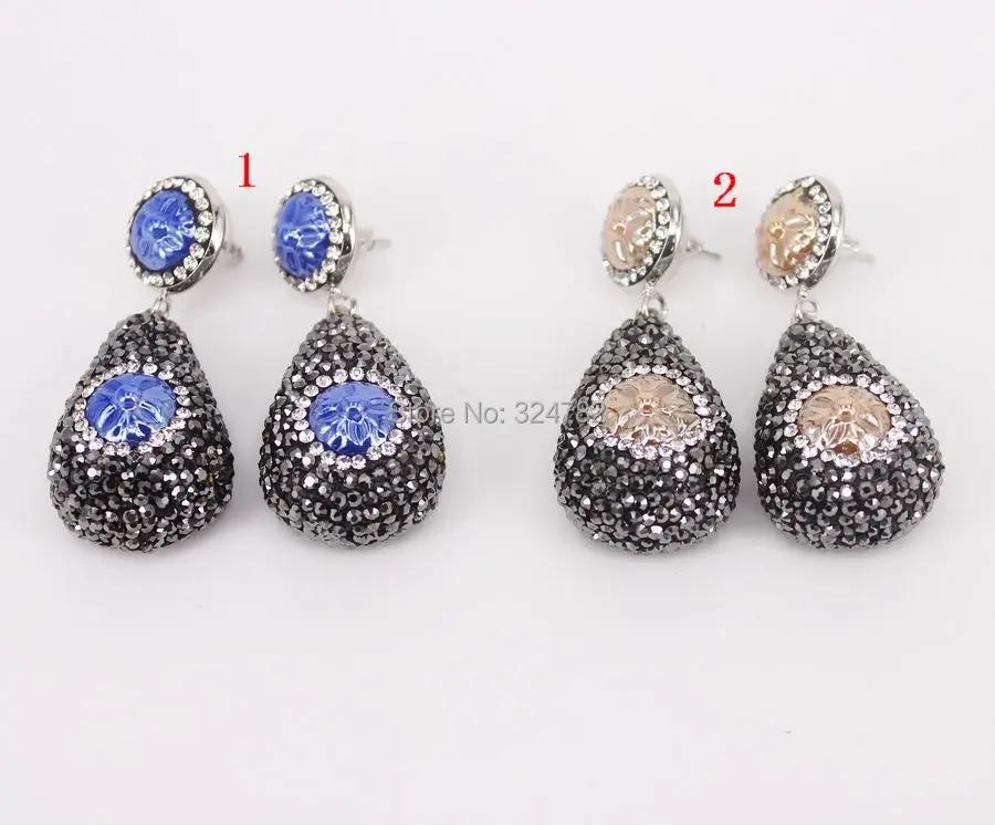 5 пар модные серьги капли воды Кристалл Rhinestone с Керамика бусинами|drop earrings|earrings