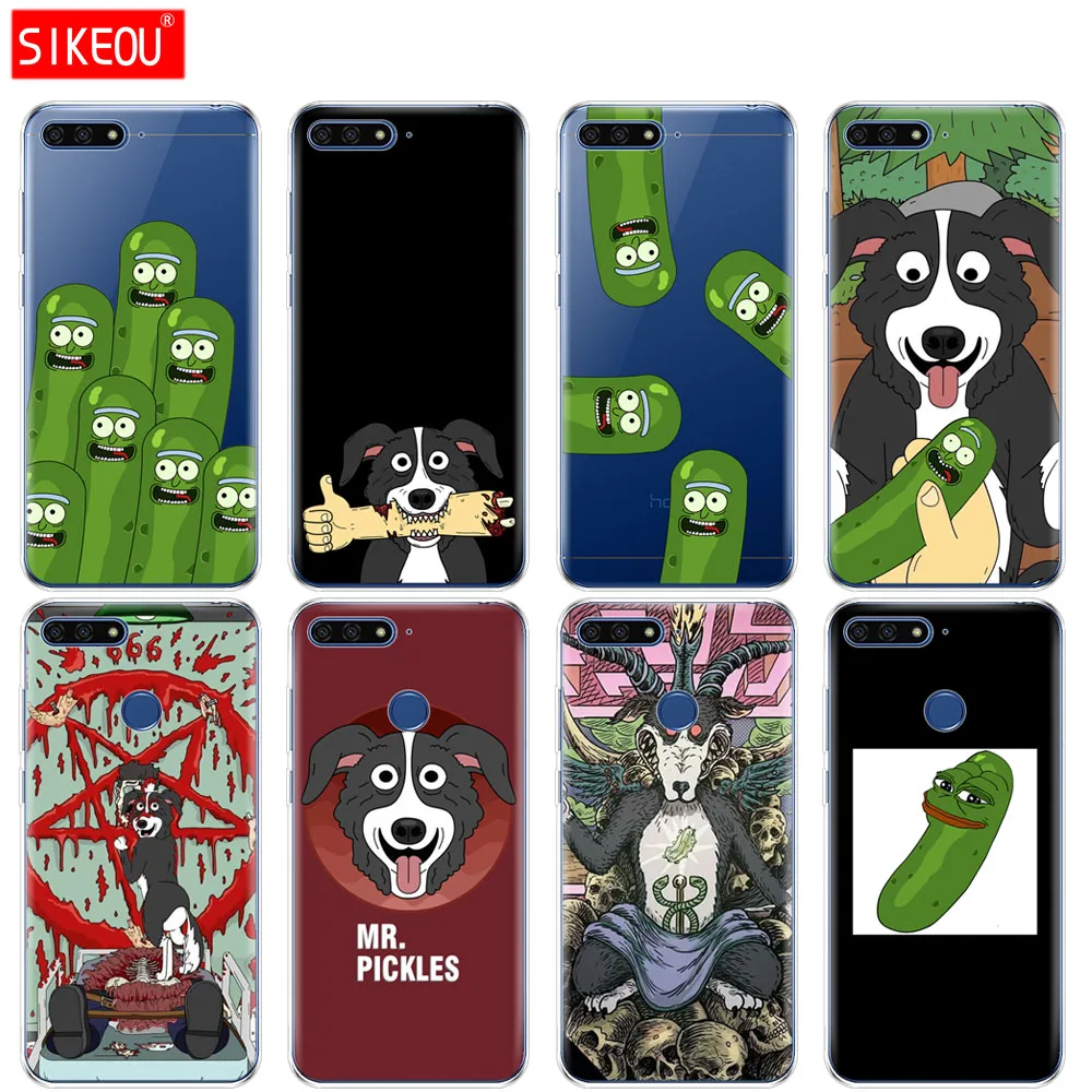 

Silicone Cover Phone Case For Huawei Honor 7A PRO 7C Y5 Y6 Y7 Y9 2017 2018 Prime mr pickles cucumber rick meme