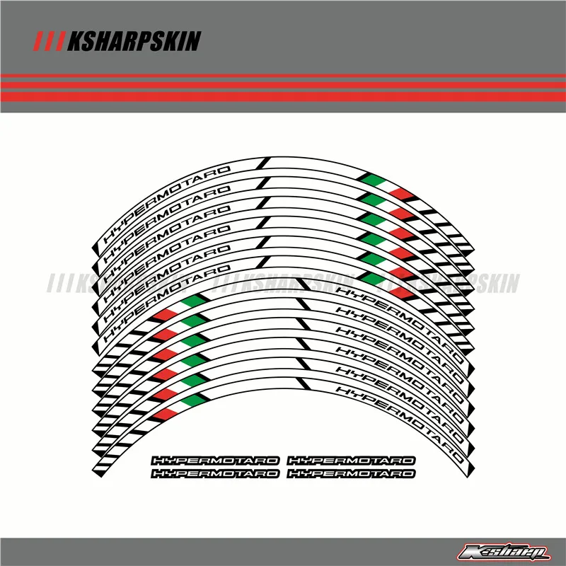12 X толстый край внешний обод наклейка полоса колеса наклейки подходят для всех DUCATI HYPERMOTARD 939 796 - Цвет: K-LQT-DUC-HYP-02