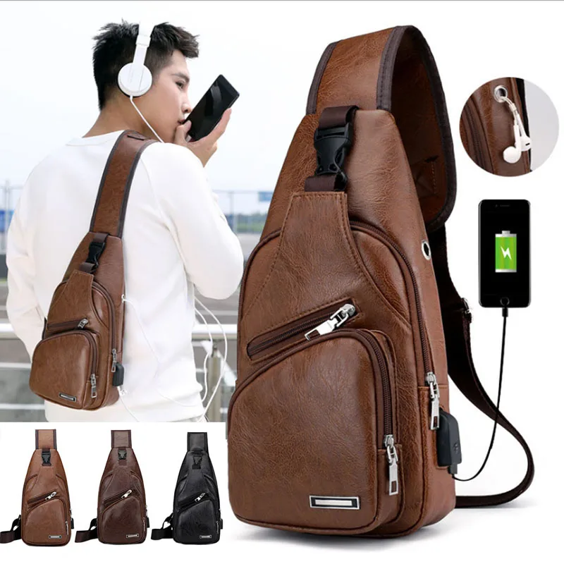 Buy Men's Crossbody Bags for Men USB Chest Bag Designer Messenger bag PU Leather Shoulder Bags Diagonal Package Travel Back Pack for only 21.69 USD Buy Men's Crossbody Bags for Men USB Chest Bag Designer Messenger bag PU Leather Shoulder Bags Diagonal Package Travel Back Pack for only 21.69 USD