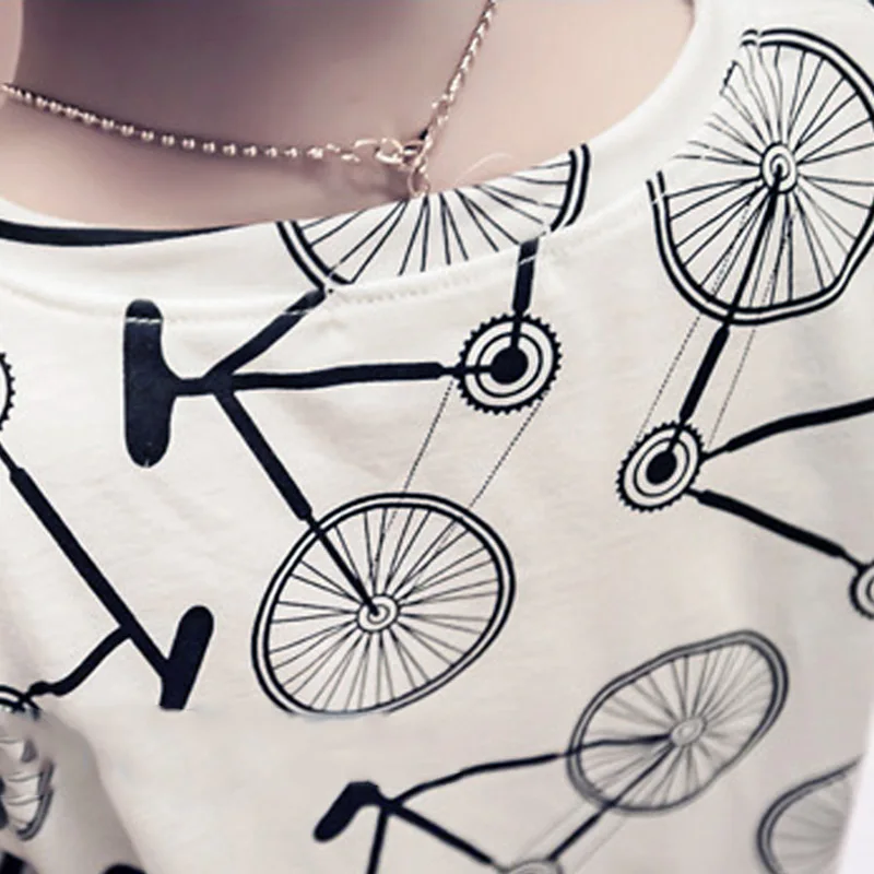 Summer Women Sexy T-shirt Short Sleeve Bicycles Printed Loose Casual Ladies Girls T-shirts NGD88 Summer Women Sexy T-shirt Short Sleeve Bicycles Printed Loose Casual Ladies Girls T-shirts NGD88