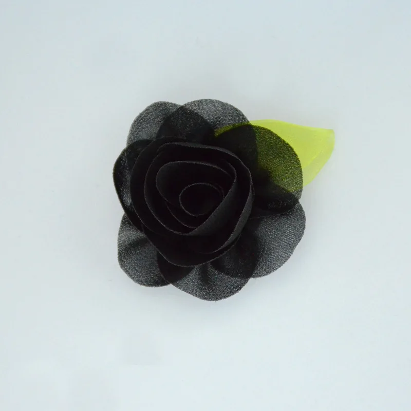 Nishine 10 шт./лот лист шифона цветы розы Дети девушки, принадлежности для волос искусственный цветок букет Декор - Цвет: black