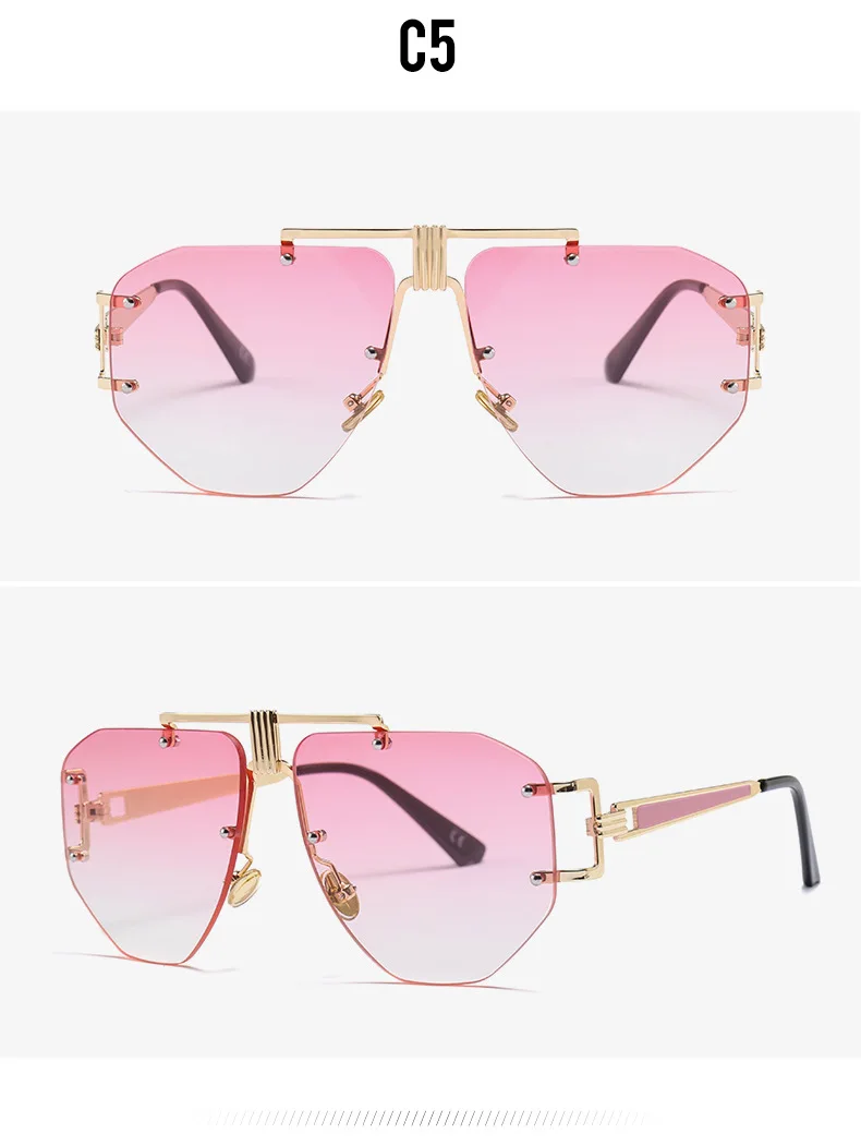Ретро стимпанк Солнцезащитные очки для мужчин и женщин без оправы металлическая оправа Модные Оттенки UV400 Винтажные очки Oculos 46435
