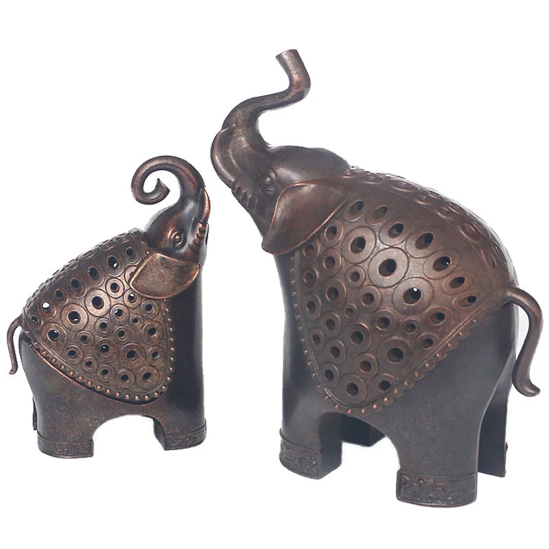 

Antique copper Alloy Mother And Child Incense Censer Figurines Miniature Elephant Incense Burner Ornament Decoration Accessories