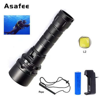 

Mini Portable Waterproof Diving Torch Light Cree XML L2 LED Handheld Dive Torch Lantern 18650 Underwater Diving Working Light