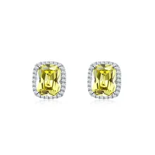 Новые серьги-гвоздики для женщин, 925 пробы, серебряные серьги с желтыми кристаллами циркония, женские Серьги brincos Pend, хорошее ювелирное изделие