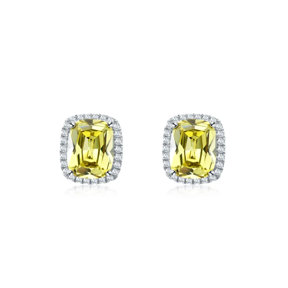 

NEW Stud Earring for Women 925 Sterling Silver Pin Yellow Zircon Crystals Earrings female Ear brincos Pend Fine Jewelry