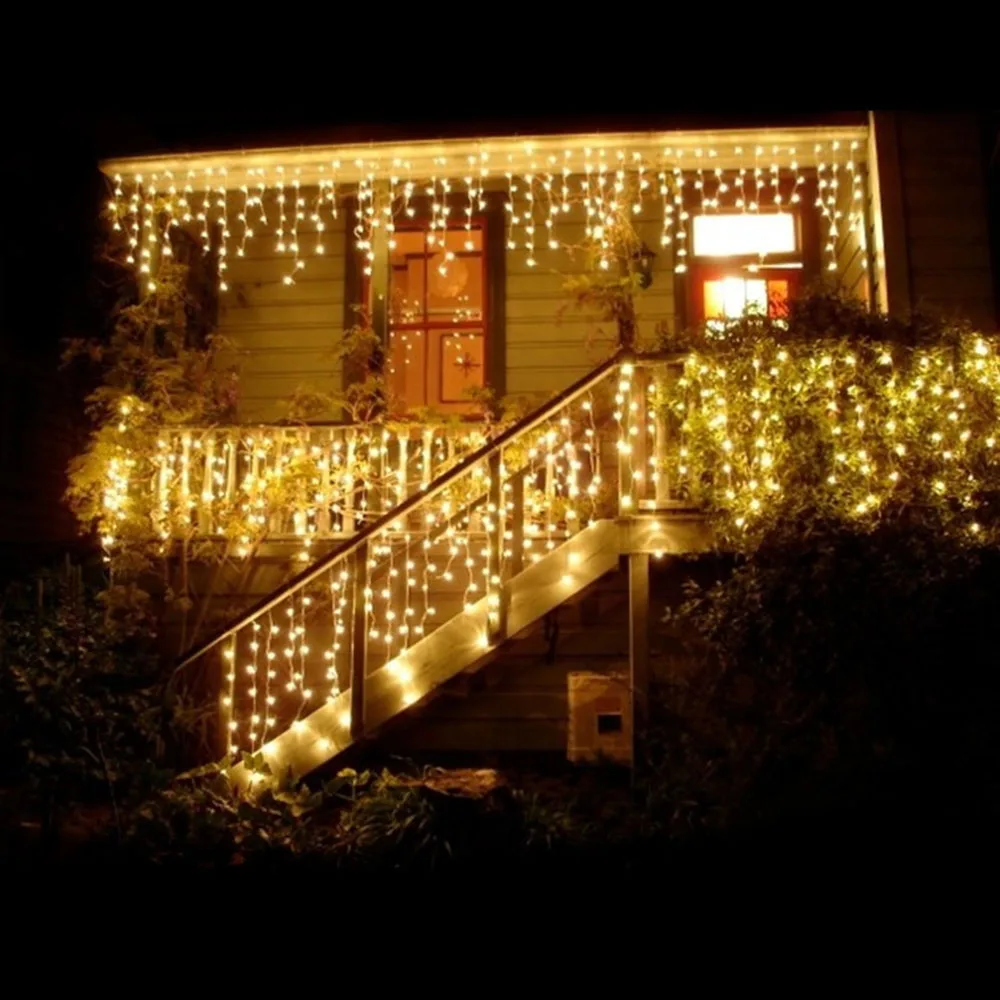 Рождественский светильник s наружное украшение 3,5 м свисающий 0,4-0,6 м светодиодный занавес сосулька струнный светильник s Новогодняя Свадебная вечеринка гирлянда светильник